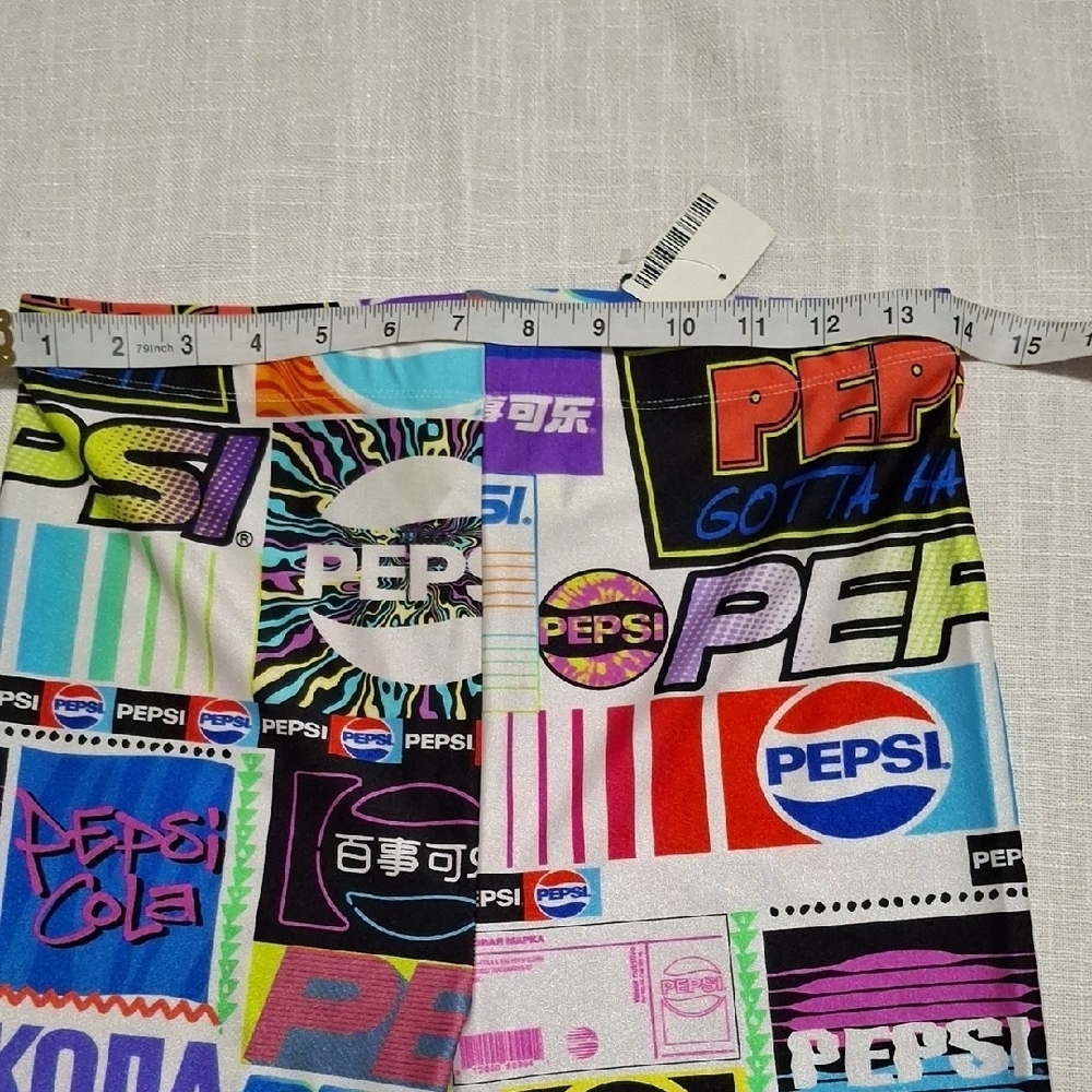 NWT Pepsi Multicolor Logo Panel Biker Shorts Size M - Picture 4 of 7